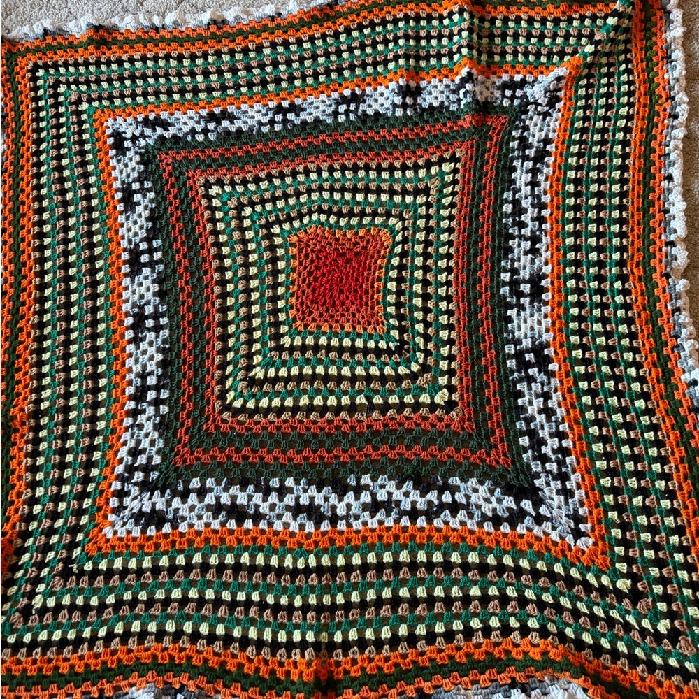 Handmade Crochet Granny Square Afghan / Throw Blanket